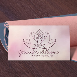 Tarjeta De Visita Yoga Lotus Line Line art - Gentle Rosa
