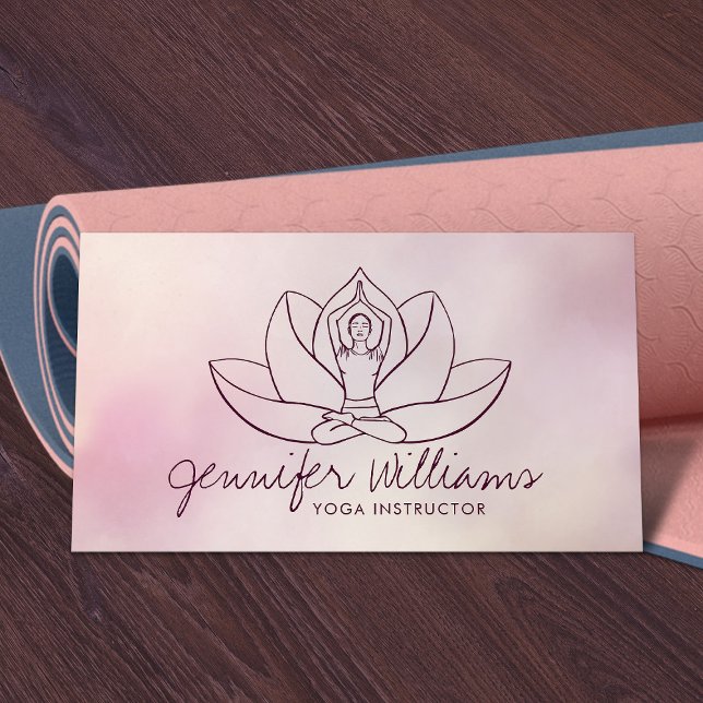 Tarjeta De Visita Yoga Lotus Line Line art - Gentle Rosa (Subido por el creador)