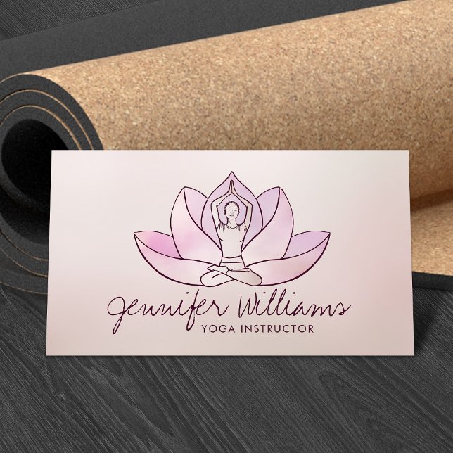 Tarjeta De Visita Yoga Lotus Line Line art - Gentle Rosa (Subido por el creador)