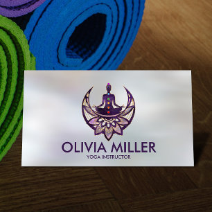 Tarjeta De Visita Yoga Lotus Moon - Amethyst Fluorite