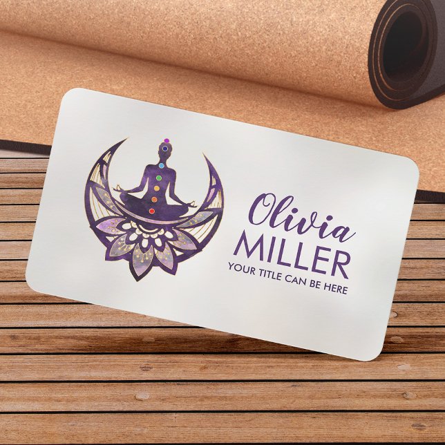 Tarjeta De Visita Yoga Lotus Moon - Violeta Profunda (Subido por el creador)