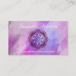 Tarjeta De Visita Yoga Meditación Monograma Morado Mandala Elegante