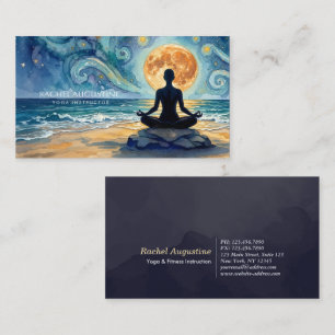 Tarjeta De Visita Yoga Meditación Noche estrellada Cielo Luna Océano