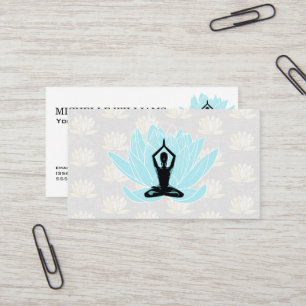 Tarjeta De Visita Yoga Meditación Patrón de Flor de Loto Azul