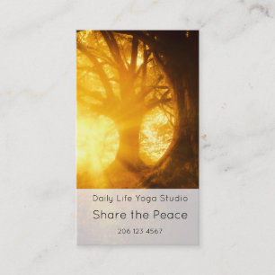 Tarjeta De Visita Yoga Meditación Referencia Amanecer Dorado