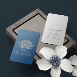 Tarjeta De Visita YOGA Meditación Reiki Instructor Blue & Gold Lotus