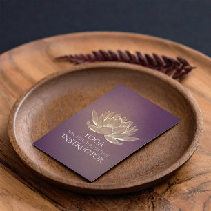 Tarjeta De Visita YOGA Meditación Reiki Instructor Purple Gold Lotus