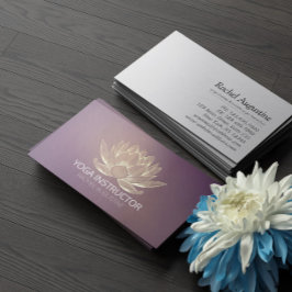 Tarjeta De Visita YOGA Meditación Reiki Instructor Purple Gold Lotus