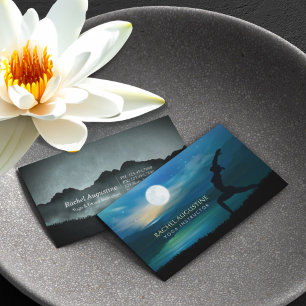 Tarjeta De Visita Yoga Meditación Saludo de Luna Creciente bajo la L