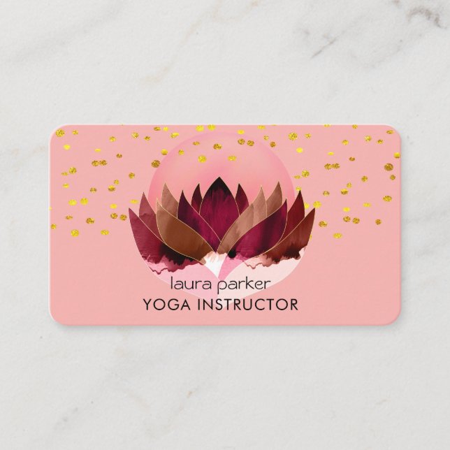 Tarjeta De Visita Yoga Meditation Lotus Flower Massage Wellness (Anverso)