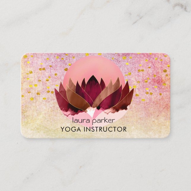 Tarjeta De Visita Yoga Meditation Lotus Flower Massage Wellness (Anverso)