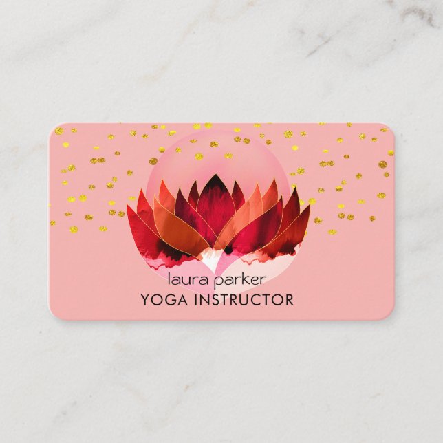 Tarjeta De Visita Yoga Meditation Lotus Flower Massage Wellness (Anverso)
