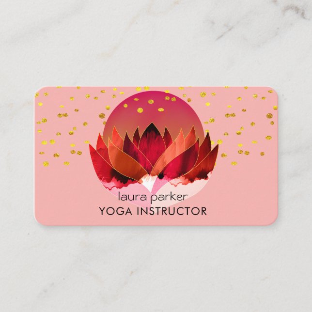 Tarjeta De Visita Yoga Meditation Lotus Flower Massage Wellness (Anverso)