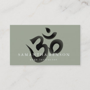 Tarjeta De Visita Yoga negra y blanca elegante del logotipo de OM