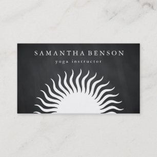 Tarjeta De Visita Yoga negra y blanca elegante del logotipo de Sun