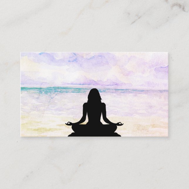 Tarjeta De Visita *~* Yoga Ocean Sunset Mindness Medición (Anverso)