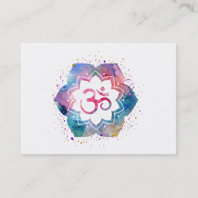 Tarjeta De Visita *~* Yoga Om Aum Lotus Flor Artístico (Anverso)