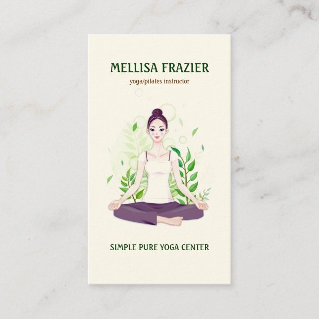Tarjeta De Visita Yoga Pilates Meditación Negocios/Instructor (Anverso)