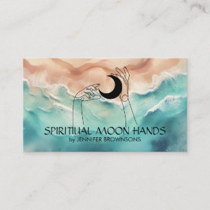 Tarjeta De Visita Yoga Playa del Océano Reiki Manos Celestiales Luna