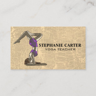 Tarjeta De Visita Yoga Pose   Gris texturizado