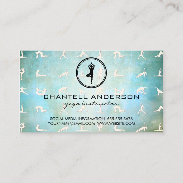 Tarjeta De Visita Yoga Poses | Bienestar de salud (Reverso)