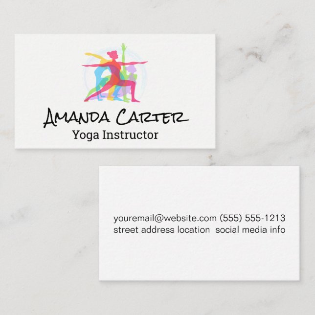 Tarjeta De Visita Yoga Poses en capas (Anverso / Reverso)