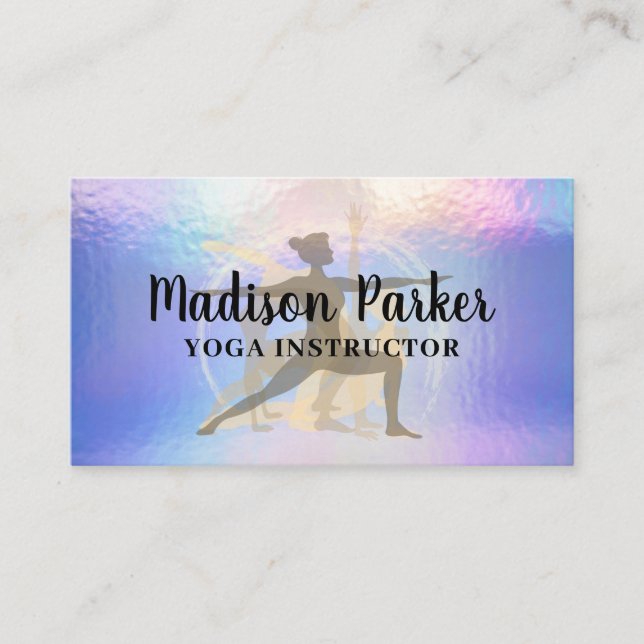 Tarjeta De Visita Yoga Poses | Fondo irlandés Pastel (Anverso)