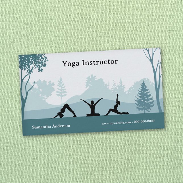 Tarjeta De Visita Yoga Poses y Paisaje - Instructor de Yoga (Yoga Poses & Landscape - Yoga Instructor Business Card)