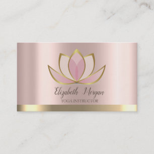 Tarjeta De Visita Yoga Profesional Lotus Gold Stripe