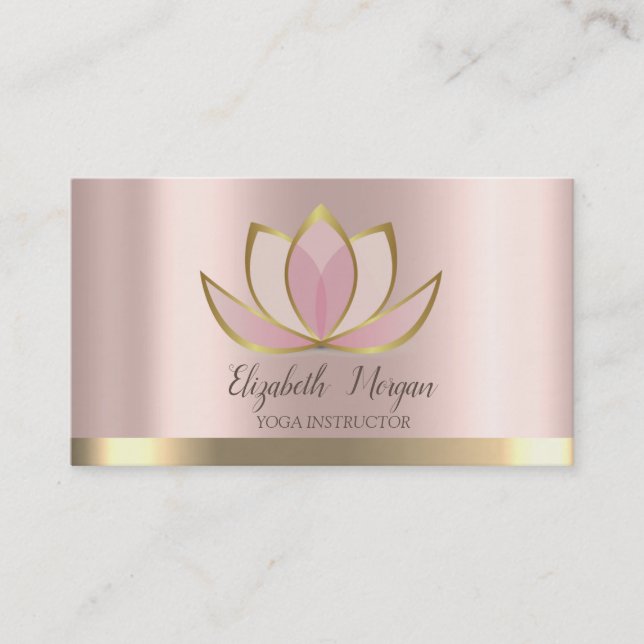 Tarjeta De Visita Yoga Profesional Lotus Gold Stripe (Anverso)
