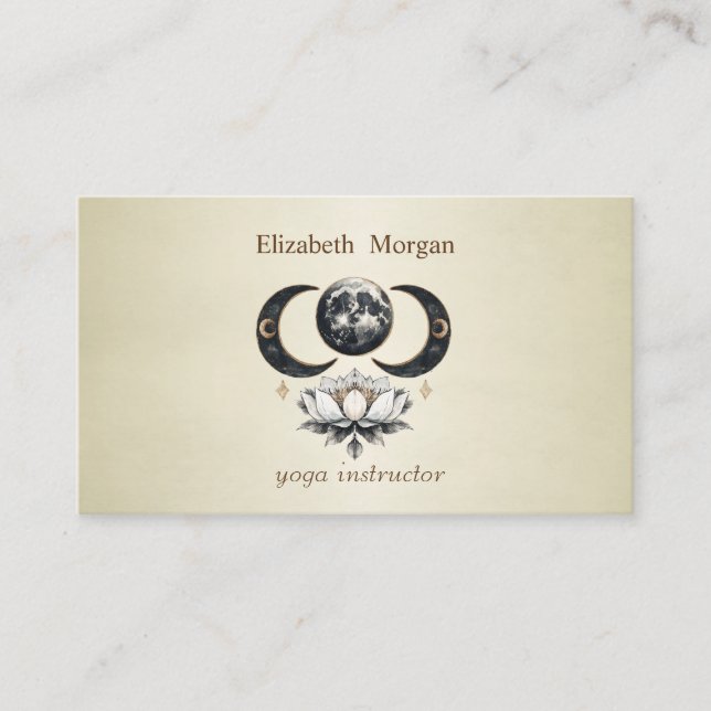 Tarjeta De Visita Yoga Profesional Lotus Moon (Anverso)
