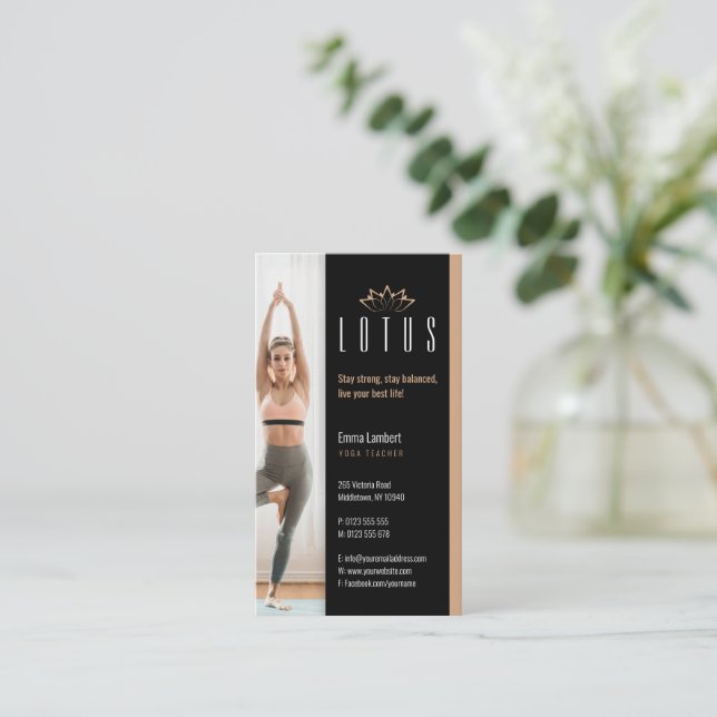 Tarjeta De Visita Yoga | Profesora profesional (Anverso de pie)