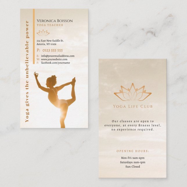 Tarjeta De Visita Yoga | Profesora profesional (Anverso / Reverso)