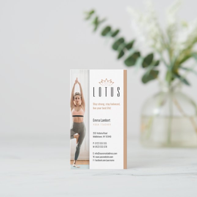 Tarjeta De Visita Yoga | Profesora profesional (Anverso de pie)