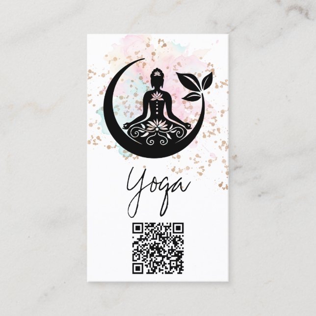 Tarjeta De Visita *~*Yoga QR AP33 Rainbow Lotus Spiritual (Anverso)