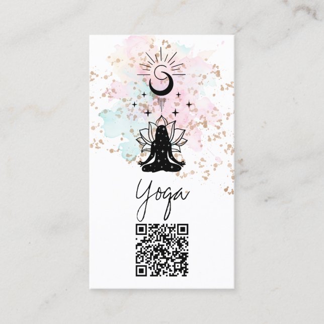 Tarjeta De Visita *~*Yoga QR AP33 Rainbow Spiritual Lotus (Anverso)