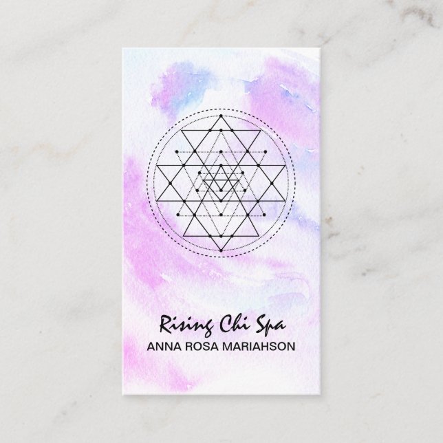 Tarjeta De Visita *~* Yoga Reiki Masaje Geometría Sagrada Pastel (Anverso)