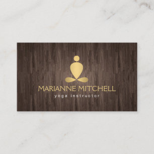 Tarjeta De Visita Yoga sereno, meditación, apariencia de madera zen