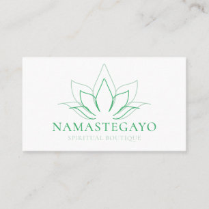 Tarjeta De Visita Yoga Verde Meditación Espiritual Loto