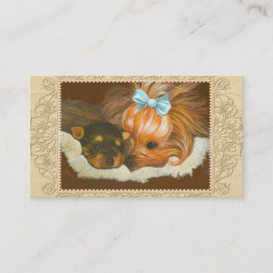 Tarjeta De Visita Yorkie mamá y cachorro