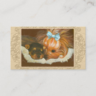 Tarjeta De Visita Yorkie mamá y cachorro