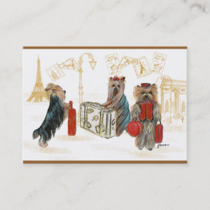 Tarjeta De Visita Yorkies viajando por París