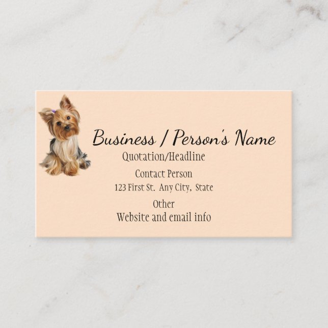 Tarjeta De Visita Yorkshire Terrier Dog Mascota Animal Logo Animal B (Anverso)