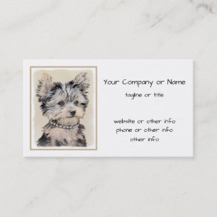 Tarjeta De Visita Yorkshire Terrier Puppy Pintando Arte Original De