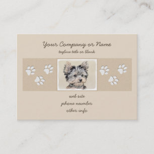Tarjeta De Visita Yorkshire Terrier Puppy Pintando Arte Original De 