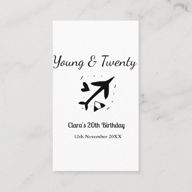 Tarjeta De Visita Young and twenty adventure happy birthday add name (Anverso)