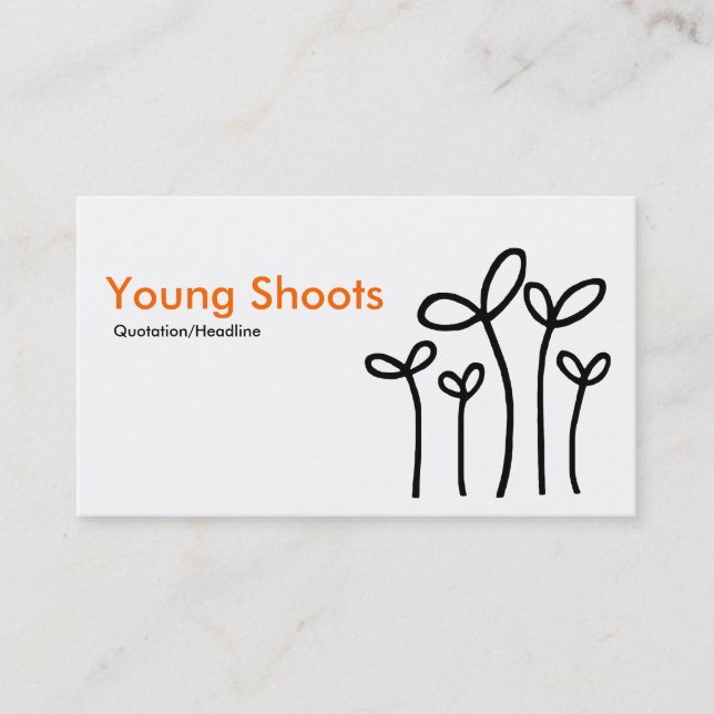 Tarjeta De Visita Young Shoots - Naranja con negro sobre blanco (Anverso)