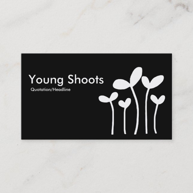 Tarjeta De Visita Young Shoots v2 - Blanco sobre negro (lados altern (Anverso)