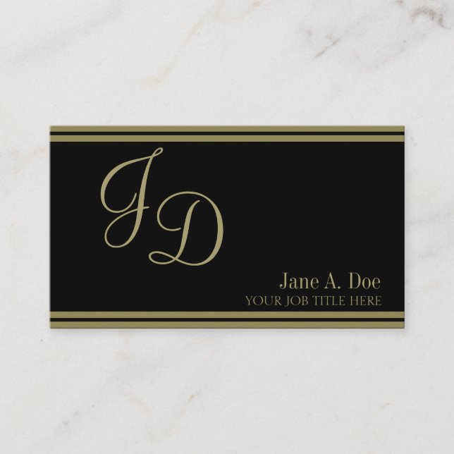 Tarjeta De Visita ¡YourJobTitle! Rayas de lujo del negro/del oro (Anverso)