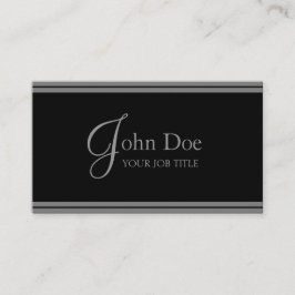 Tarjeta De Visita ¡YourJobTitle! Rayas negras/de plata elegantes